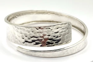 Sterling Siver  / 925 Swirl Spiral Hammered Bangle Bracelet - Picture 1 of 7