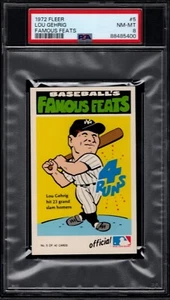 PSA 8 - 1972 Fleer Famous Feats # 5 Lou Gehrig New York Yankees HOF - Picture 1 of 2