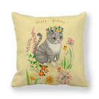 Easter Floral Pillow Case Spring Seasonal Home Decor Rabbit Throw Cushion Cover