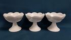 3 Vintage White Milk Glass Grape Leaves Pedestal Footed Candle Holders^