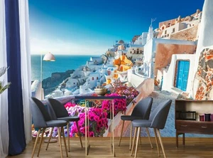 Papel pintado griego Santorini mural de pared naturaleza griega paisaje papel cartel arte - Imagen 1 de 7