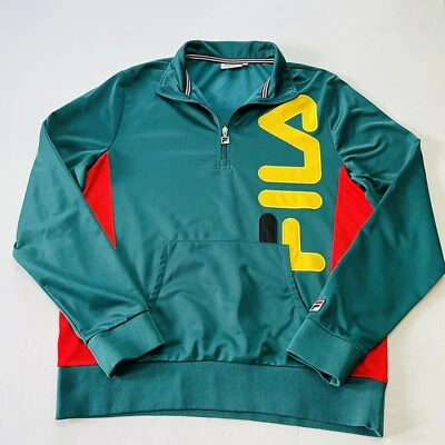 Fila Urban Outfitters Men's Pullover 1/4 Zip Sweatshirt Medium Green Red Yellow - Image 1 of 4