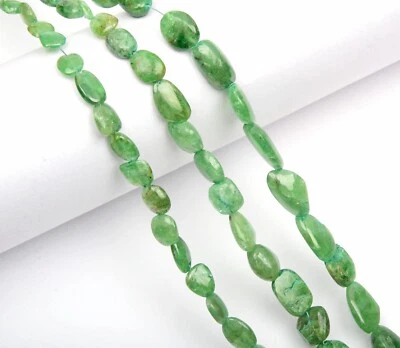Tsavorite Garnet 8 Inch Strand 5x6-7x12 MM Beads Smooth Nugget Shape Gemstone - Image 1 of 4