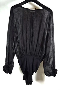 Forte Forte Womens Long Sleeved Bodysuit Linen Silk Black Size 3 NWT - Picture 1 of 6