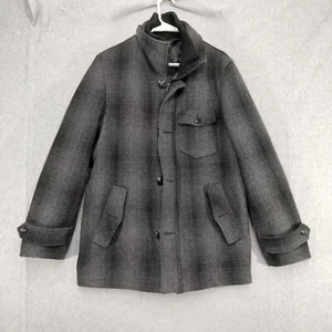 Schott Bros. Full Zip Coat Womens Large Wool Gray Black Plaid Canada Jacket - Picture 1 of 13