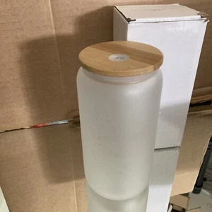 NUOVO bicchiere smerigliato 16 oz vetro dritto virale tazze di tendenza tazze bicchieri - Foto 1 di 5