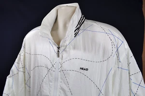 Vintage Herren White Head Windbreaker Jacke Geometrisch Tennis Reißverschluss Größe XL 1990er - Bild 1 von 10