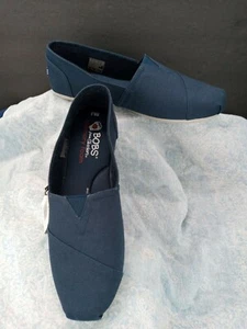 Bobs Skecher's Slip On Flats Women's Size 8.5 W Blue Peace Love Alpargata 33645 - Picture 1 of 12