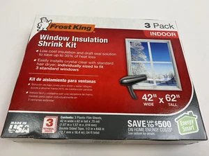 Frost King V73/3 Window Insulation Shrink Kit Indoor 42" x 62" Clear - 3 Pack - Picture 1 of 4
