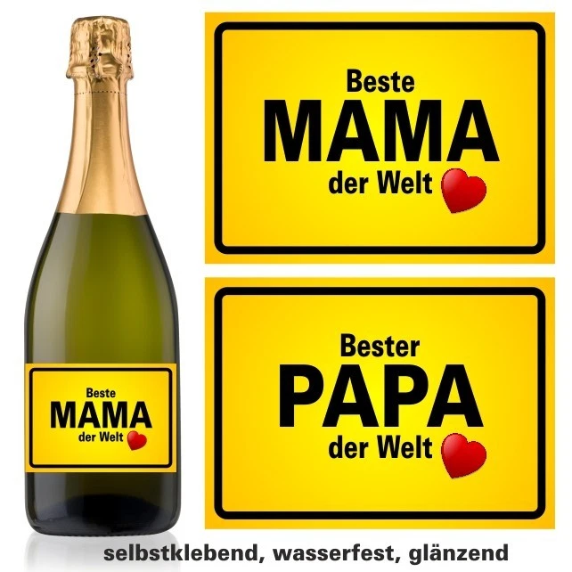 Aufkleber Sektflasche Ortsschild Muttertag Vatertag Fest Geburtstag Geschenk - Bild 1 von 1