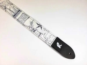 Boat and Nautical Star Guitar Strap - Blue on White Nautical - - Picture 1 of 10