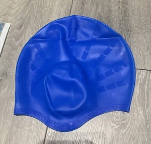 Silikon Badekappe für lange kurze Haare elastische Bademützen dehnbar blau  - Bild 1 von 3