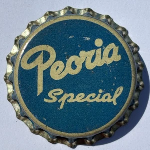 TAPA DE BOTELLA DE CERVEZA FORRADA DE CORCHO ESPECIAL PEORIA SIN USAR; 1934-40; PEORIA, ILL. - Imagen 1 de 1