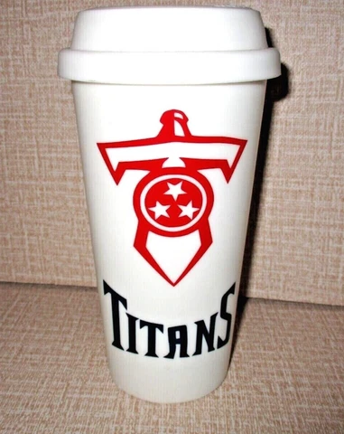 Tennessee Titans Tumbler Hard Plastic Football Tumbler w/ Sturdy White Cup & Lid Cover