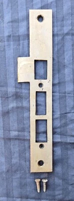 9 avail 1.25"x8.5" Antique Vintage Old Bronze Door Strike Receiver Plate Striker - Image 1 of 4