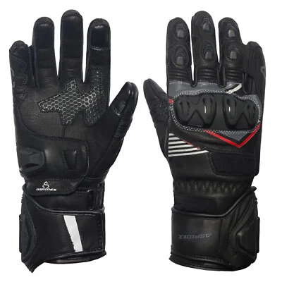 Guanti moto in pelle Racing RICHACE Guanto SportivI da pista CE CERTIFICATI NERI - Immagine 1 di 4