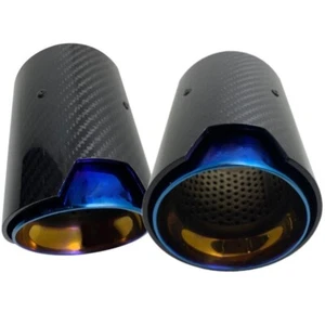 2x Universal Kohlefaser Auspuff Endrohr Auspuffblende 67mm Für BMW M 150mm Länge - Bild 1 von 9