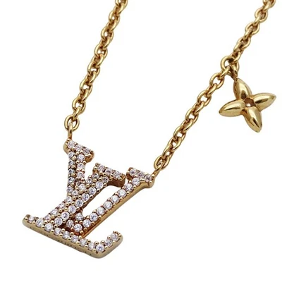 Louis Vuitton Necklace Rhinestone Initial LV Iconic Pendant M00596 Gold-tone - Image 1 of 4