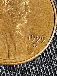 1995 D Penny Errors Struck Off Center, DDO, DDR, Die Crack, Close AM, (XF) - Bild 1 von 11