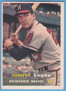 1957 Topps #4 Johnny Logan. Milwaukee Braves. EX+. - Picture 1 of 2