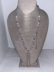 C1946 Quaste klar Strass Faux Perle STATEMENT Perle 31" Halskette Lot D - Bild 1 von 5