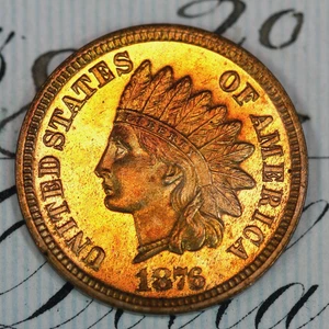 * 1876 * PRISTINE++ BLAZING RED GEM PROOF INDIAN HEAD PENNY * FROM COLLECTION - Picture 1 of 3