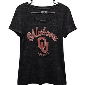 University Oklahoma Sooners Rollbündchen Slub T-Shirt Größe Medium grau Collegiate - Bild 1 von 5