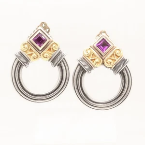 Pair of Esti Frederika Sterling Silver & 18K Gold Ionic Pillar Earrings - Picture 1 of 9