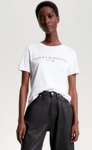 BNWT Women’s Sz S TOMMY HILFIGER Logo Crew Neck T-Shirt RRP $69.95 - Picture 1 of 6