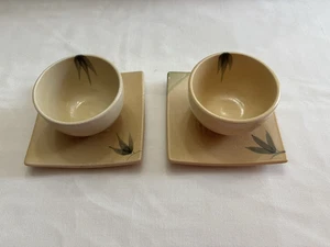 Chino feine Qualität Keramik Tasse und Teller Set asiatischer Stil Bambus Design - Bild 1 von 8
