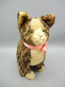 Vintage JUNGLE TOYS Excelsior Leopard Tabby Cat Sits Green Glass Eyes 9" - Bild 1 von 8