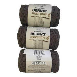 Lot of 3 - Bernat Macrame Yarn - Gray Brown 166066-66003 - ALL NEW - Picture 1 of 3