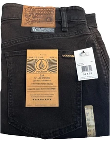 New Volcom mens Volcom Men's 2x4 Stretch Denim Pants Jeans Blackout 36W x 32L US - Picture 1 of 8
