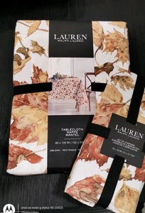 Ralph Lauren MANTEL Y SERVILLETAS DE ACCIÓN DE GRACIAS Hojas de Roble Follaje 60x 120" NUEVO - Imagen 1 de 24
