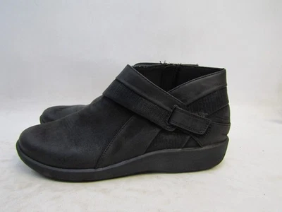 Clarks Cloudsteppers Mujer Talla 9.5 M Cuero Negro Cremallera Botines Botines Foto 1 de 4