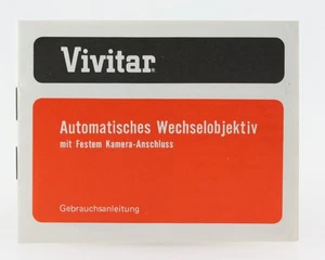 Guide Vivitar Automatic Interchangeable Lens With Solid Kamera-Anschluss - Picture 1 of 1