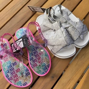 🔥 2 paia sandali bebe bambino glitter rosa e bianco taglia 11/12 nuovi - Foto 1 di 3