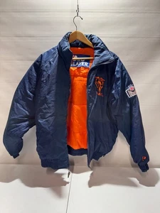 VINTAGE PRO PLAYER NFL CHICAGO BEARS PUFFER COAT NAVY BLUE MEN'S SIZE MEDIUM - Picture 1 of 5