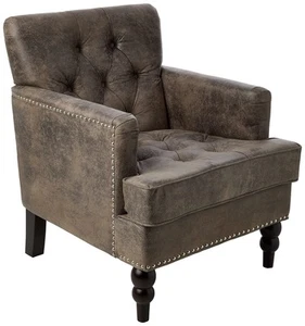 Christopher Knight Home Medford Brown Tufted Club Chair, Fabric Accent Chair ... - Picture 1 of 9