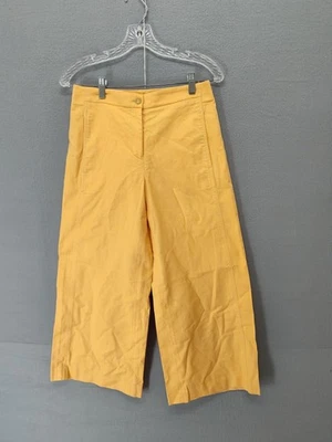Брюки женские Ann Taylor 0 желтые укороченные широкие штанины с высоким подъемом эластичные повседневные Chino - Изображение 1 из 4