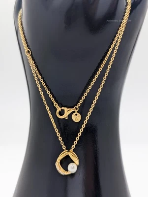 New 100% PANDORA 14K Gold Org Sparkle Pearl Necklace Earrings Jewlery Gift Set - Image 1 of 4