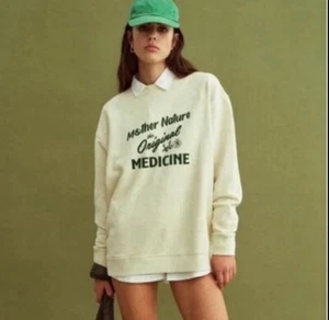 MATE the Label Organic Fleece Graphic Oversized Crew Sweatshirt XS/S NWT - Picture 1 of 4