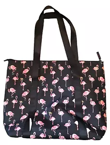 Vera Bradley Flamingo Fiesta Quilted Insulated Lunch Tote Navy Pink Zip Bag - Picture 1 of 18