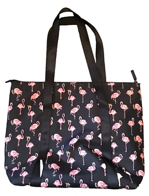 Vera Bradley Flamingo Fiesta Quilted Insulated Lunch Tote Navy Pink Zip Cooler - Image 1 of 4