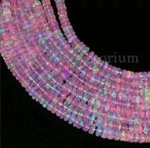 Opal Beads,Welo Fire Opal Gemstone Beads,Smooth Roundel Beads,Natural Gemstone - Picture 1 of 8