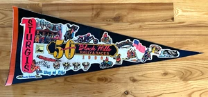 Vintage STURGIS 1990 BLACK HILLS 50th Felt Pennant Flag BIKE RALLY Man Cave - Picture 1 of 8