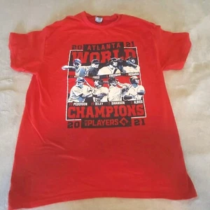 Atlanta Braves Mens Medium Red MLB Baseball 2021 Championship Shirt - Picture 1 of 5