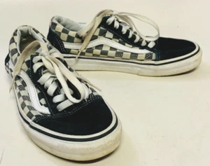 Vans Old Skool Checkerboard Lace Up Shoes Black Women's Size 7 - Picture 1 of 7