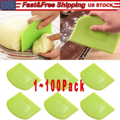Dough Cutter Dual Sided Flexible Plastic Bowl Scraper for Bread Pizza Pastry - Image 1 of 4