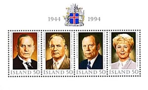 👉 ICELAND 1994 PRESIDENTS S/S MNH - Picture 1 of 1